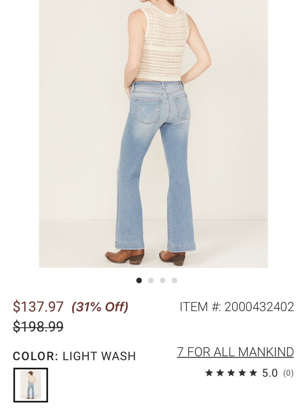 7 For All Mankind Light Blue Flare Jeans